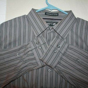 Men's Lg long sleeve APT.9 button up Gray striped